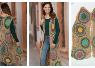 Rainbow Circle Long Vest Free Crochet Pattern
