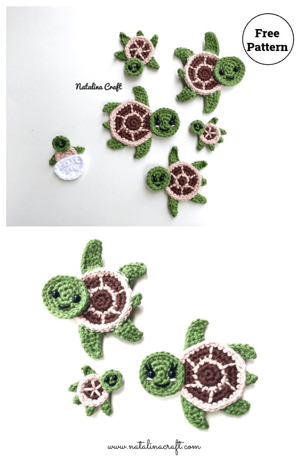 Sea Turtle Appliques Free Crochet Pattern 