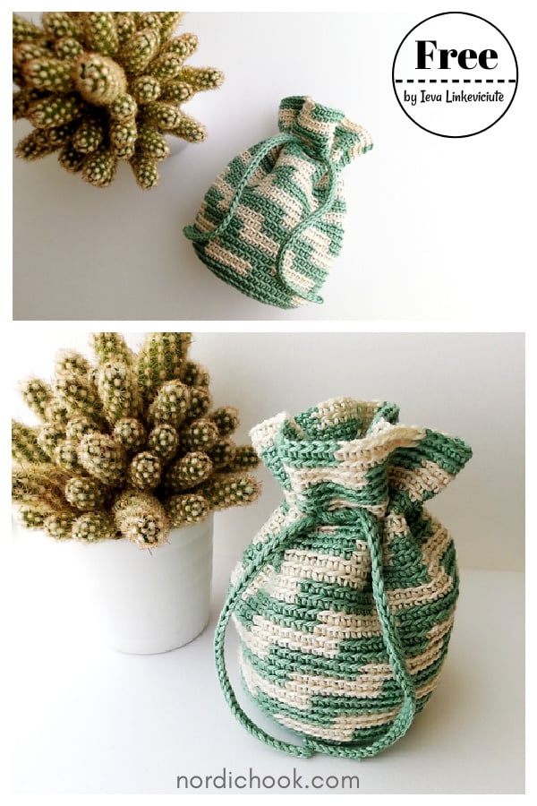 Steps Drawstring Bag Free Crochet Pattern
