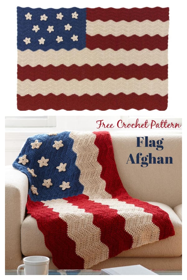 American Flag Afghan Blanket Free Crochet Pattern