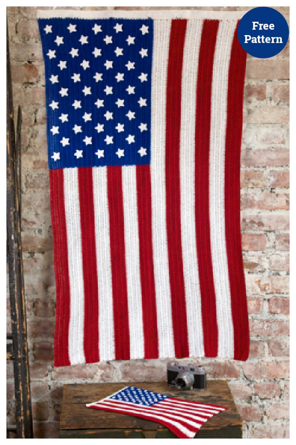 American Flag Blanket Free Crochet Pattern