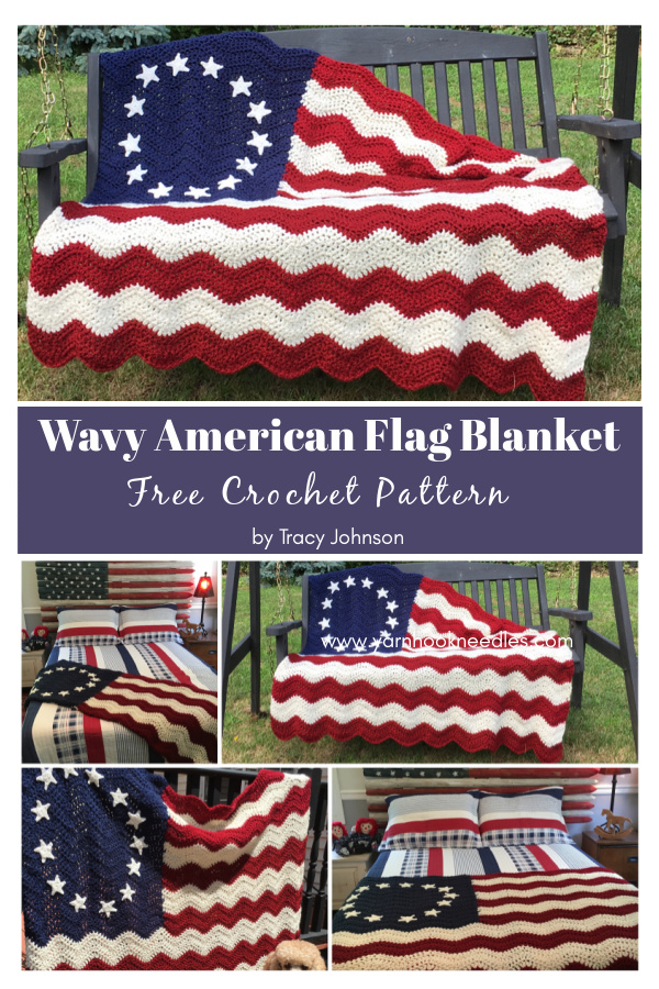 Betsy Ross Wavy American Flag Blanket Free Crochet Pattern