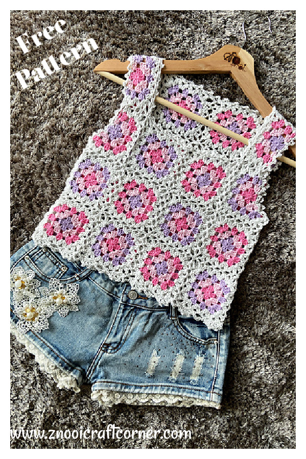 Granny Squares Summer Top Free Crochet Pattern