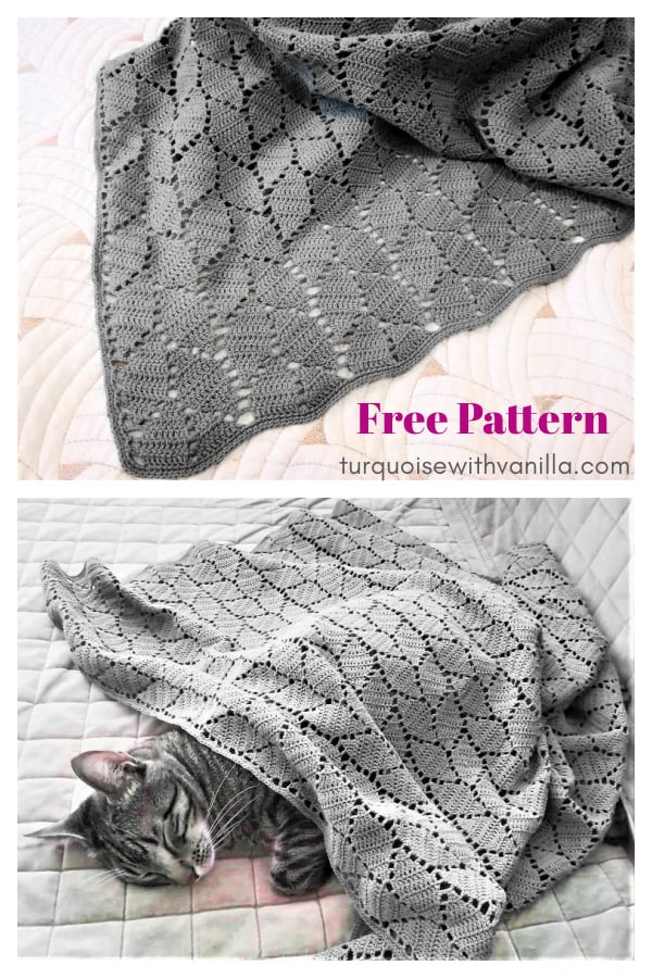 Leaf Stitch Blanket Free Crochet Pattern