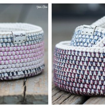 Mosaic Basket Free Crochet Pattern and Video Tutorial