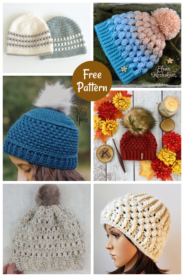 Puff Stitch Hat Free Crochet Pattern 