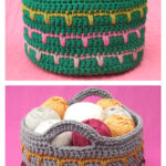 Spikes Yarn Basket Free Crochet Pattern