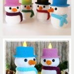 Tealight Holder Snowman Crochet Pattern