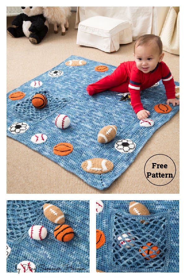 Young Athlete Blanket and Rattles Free Crochet Pattern 