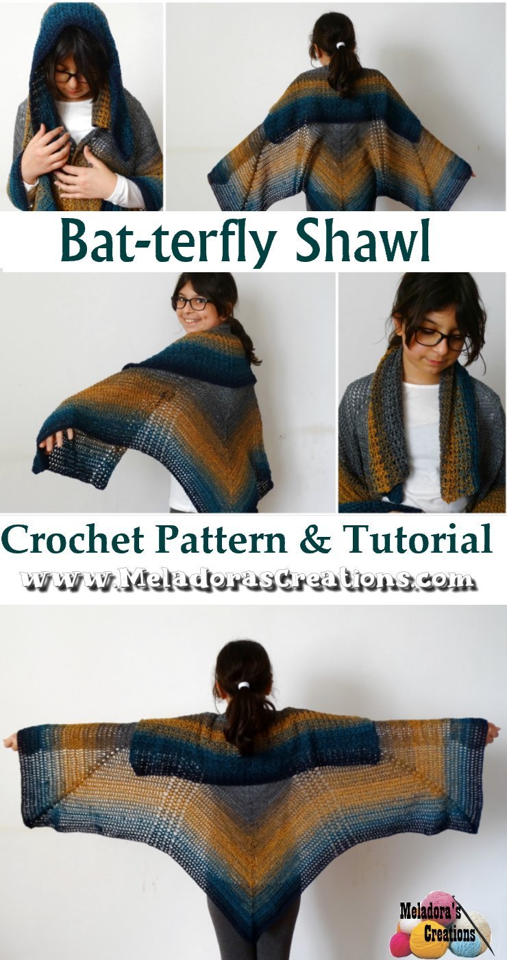 Bat Wing Shawl Free Crochet Pattern 
