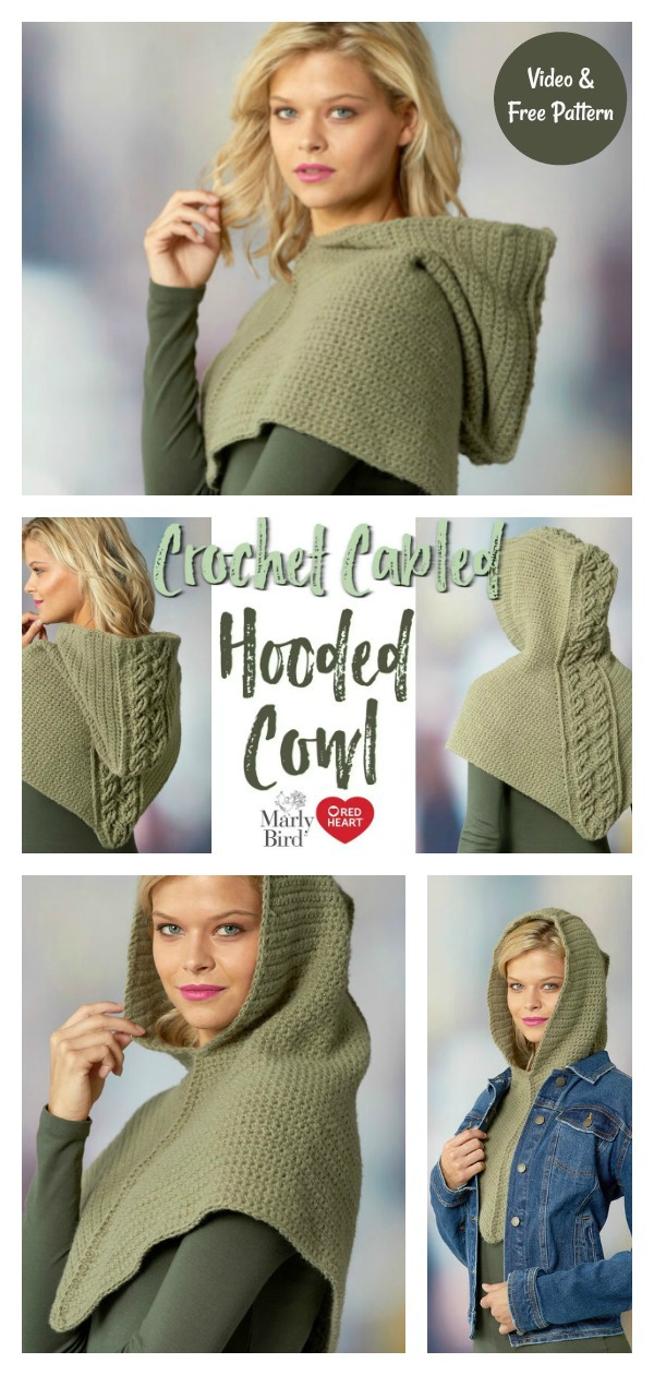 Cable Stitch and Hooded Cowl Free Crochet Pattern and Video Tutorial