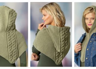 Cabled Hooded Cowl Free Crochet Pattern