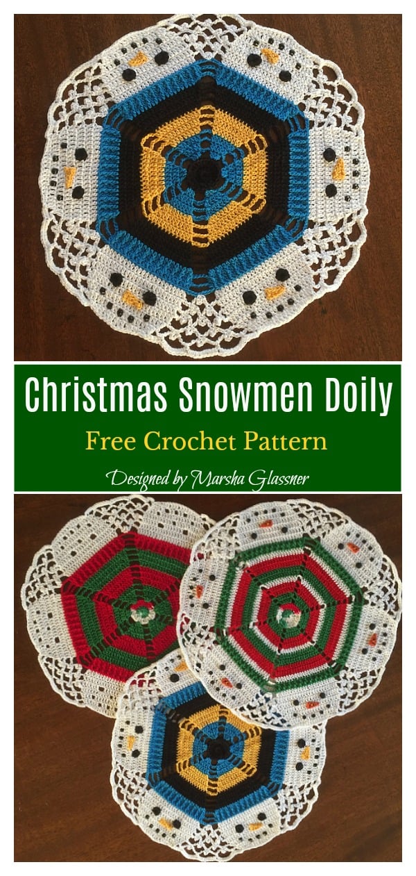 Christmas Snowmen Doily Free Crochet Pattern 
