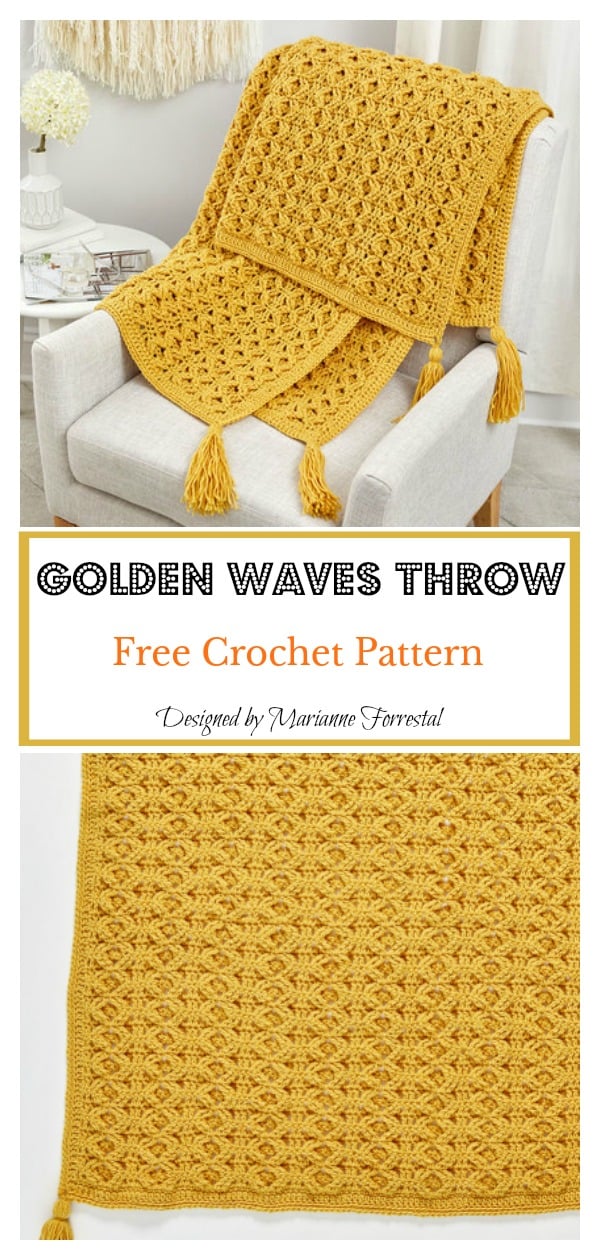 Golden Waves Throw Free Crochet Pattern