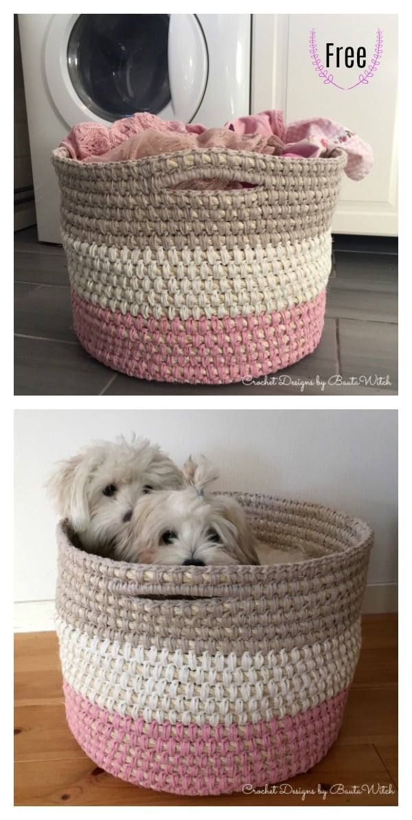 Laundry Basket With Handles Free Crochet Pattern 