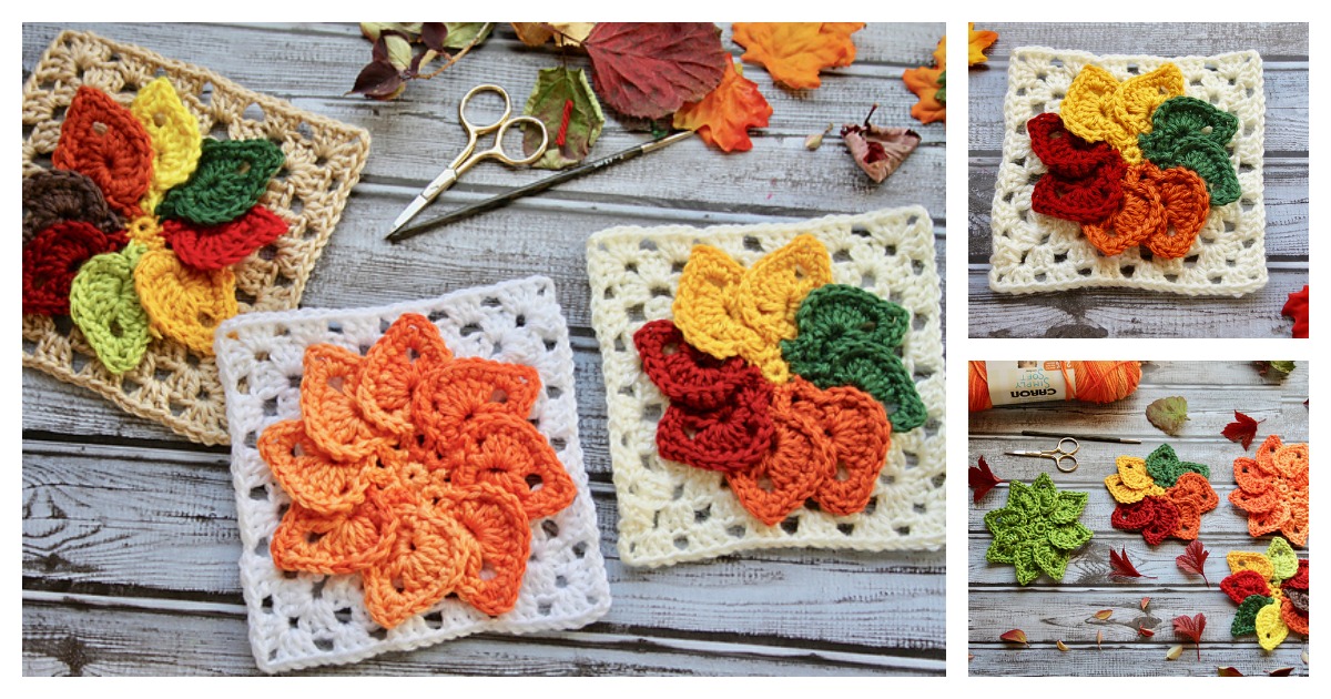 Leaves Granny Square Free Crochet Pattern And Video Tutorial Hot Sex