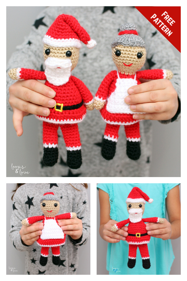 Mini Santa & Mrs. Claus Amigurumi Free Crochet Pattern