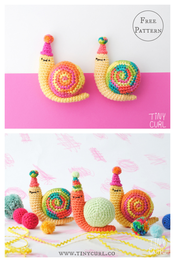 Party Snail Amigurumi Free Crochet Pattern