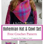 Planned Color Pooling Bohemian Hat & Cowl Set Free Crochet Pattern