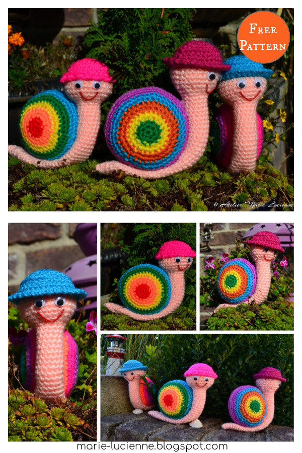 Rainbow Snail Free Crochet Pattern 