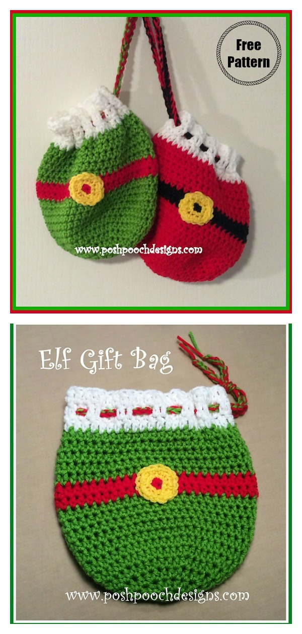 Santa And Elf Gift Bags Free Crochet Pattern