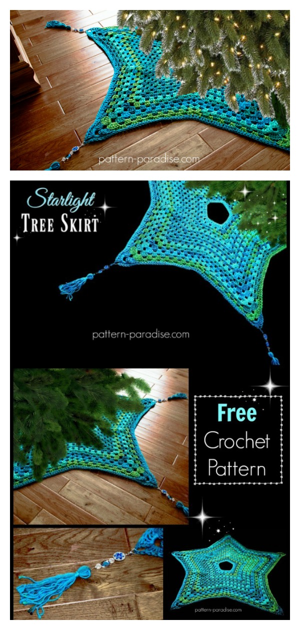 Starlight Christmas Tree Skirt Free Crochet Pattern