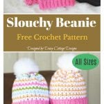 V Stitch Slouchy Beanie Free Crochet Pattern for All Sizes