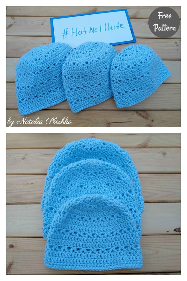 V-stitch Striped Beanie Hat Free Crochet Pattern