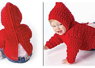 Zip Back Baby Hoodie Sweater Free Crochet Pattern