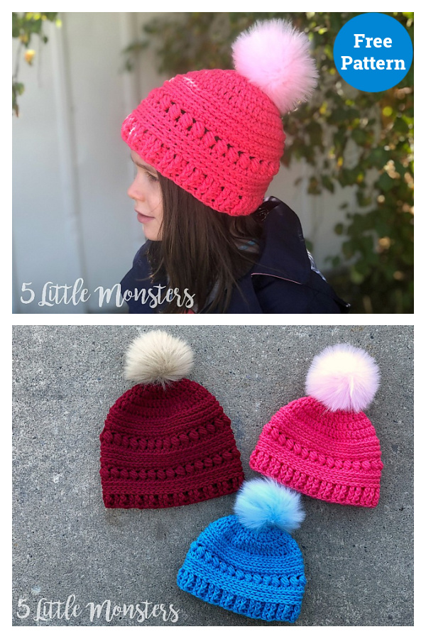 Bead Stitch Hat Free Crochet Pattern (Child Size) 