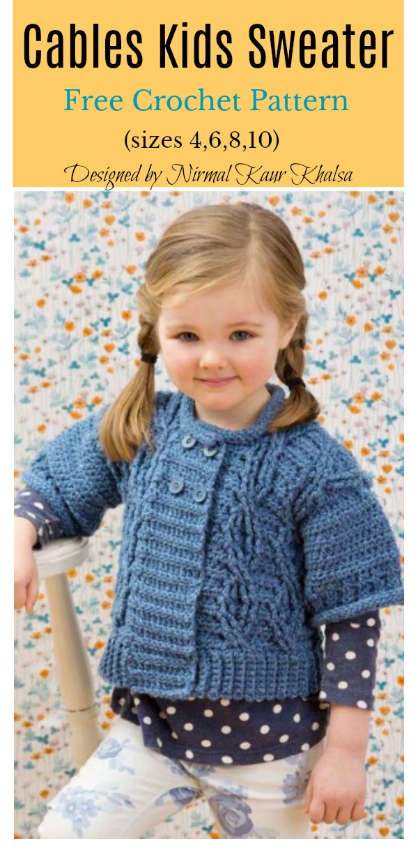 Cable Kids Sweater and Leg Warmers Free Crochet Pattern