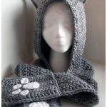 Cat Hooded Scarf with Pockets Free Crochet Pattern