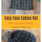 Easy Faux Cables Hat Free Crochet Pattern