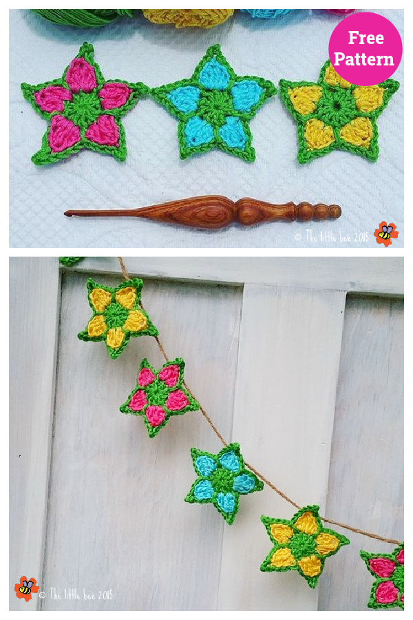 Garden Star Garland Free Crochet Pattern 