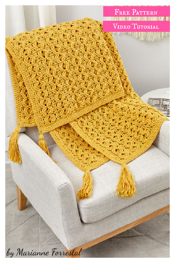 Golden Waves Throw Free Crochet Pattern and Video Tutorial
