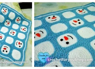 Snowman Granny Square Blanket Free Crochet Pattern