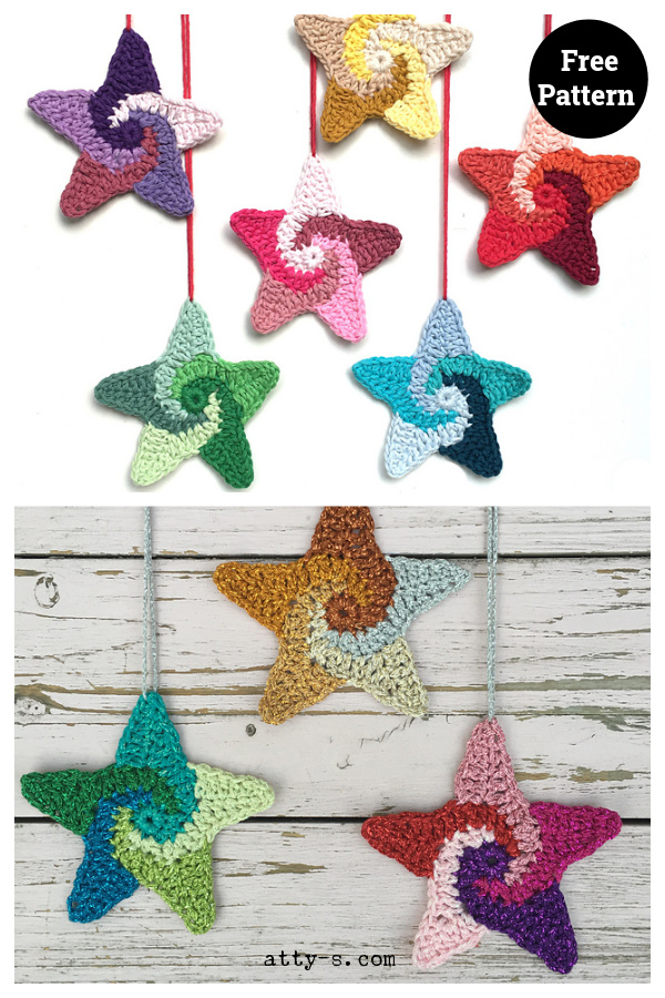 Swirly Stars Ornament Free Crochet Pattern