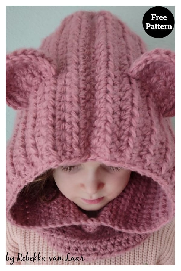 Bear Hooded Cowl Free Crochet Pattern