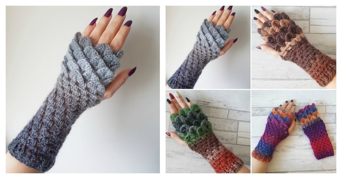 Dragon Scale Fingerless Gloves Free Crochet Pattern