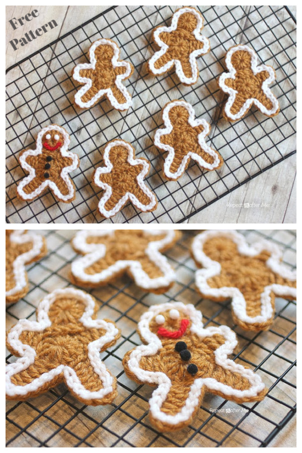 Gingerbread Man Cookie Ornament Free Crochet Pattern