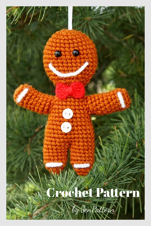 Gingerbread Man Ornament Crochet Pattern 