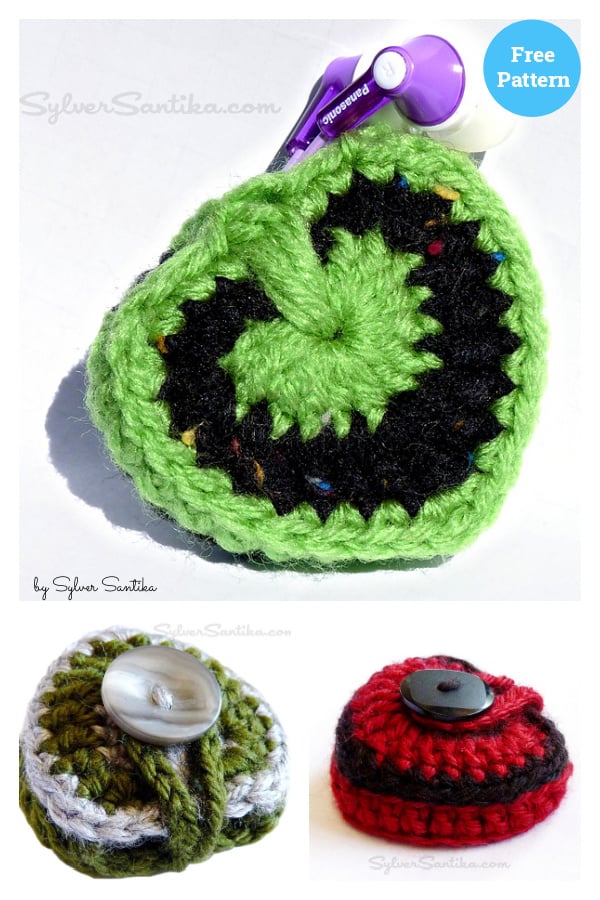Heart Earbud Pouch Free Crochet Pattern