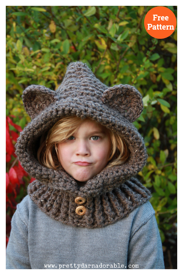 Hooded Bear Cowl Free Crochet Pattern