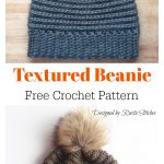 Knit Look Textured Beanie Hat Free Crochet Pattern