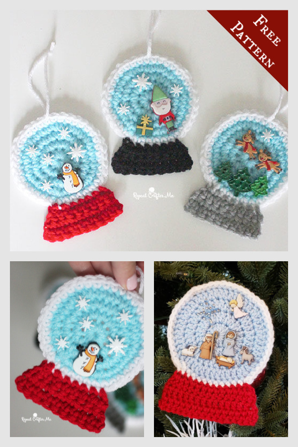 Snow Globe Christmas Ornament Free Crochet Pattern and Video Tutorial