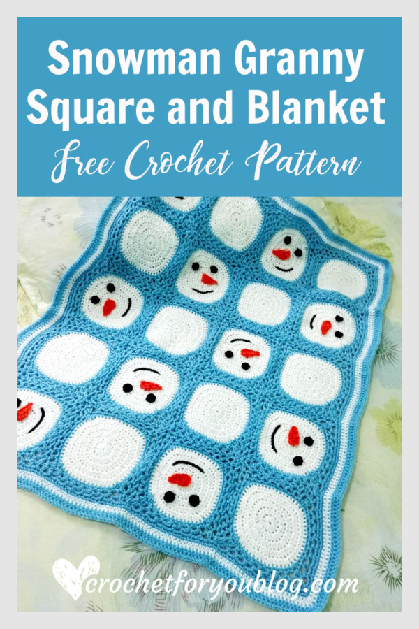 Snowman Granny Square Blanket Free Crochet Pattern 