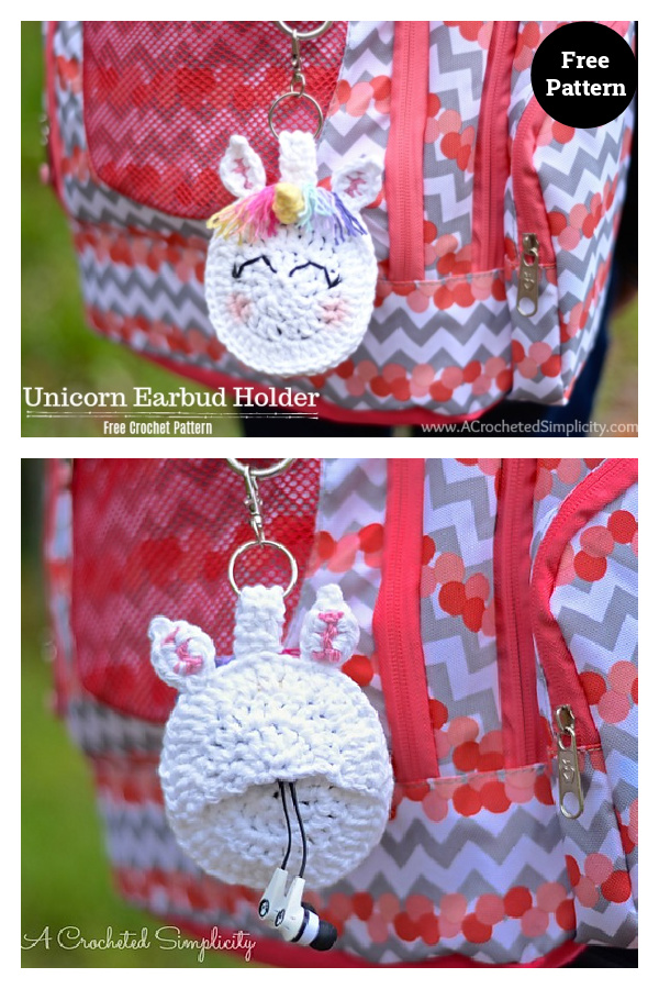 Unicorn Earbud Holder Free Crochet Pattern