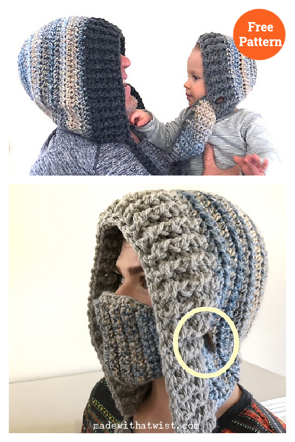 Winter Hood with Removable Mask Free Crochet Pattern
