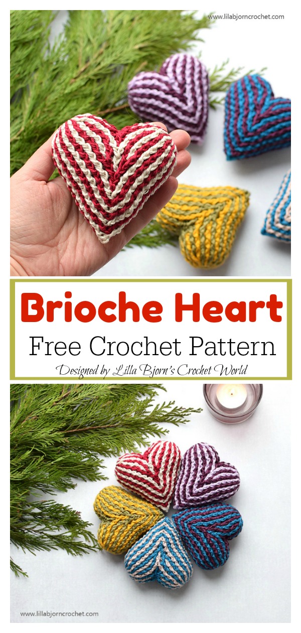 3D Brioche Heart Free Crochet Pattern 