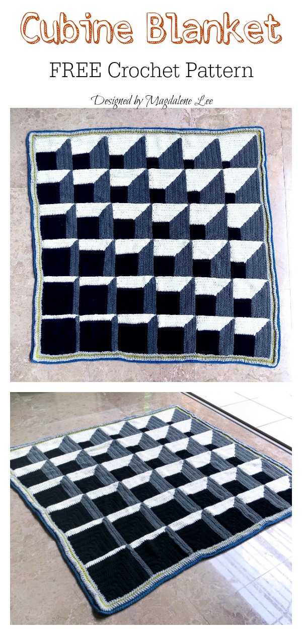 3D Illusion Cubine Blanket FREE Crochet Pattern